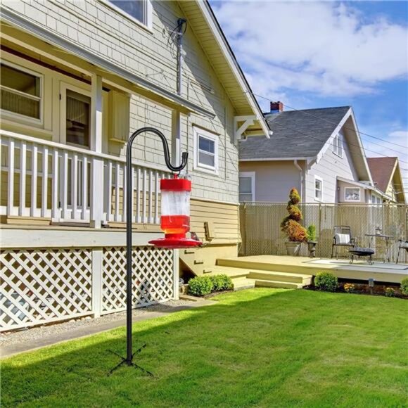 Shepherd Hooks for Outdoor, 1 Pack 62 Inch Bird Feeder Pole with 5 Prongs Base - Picture 5 of 7